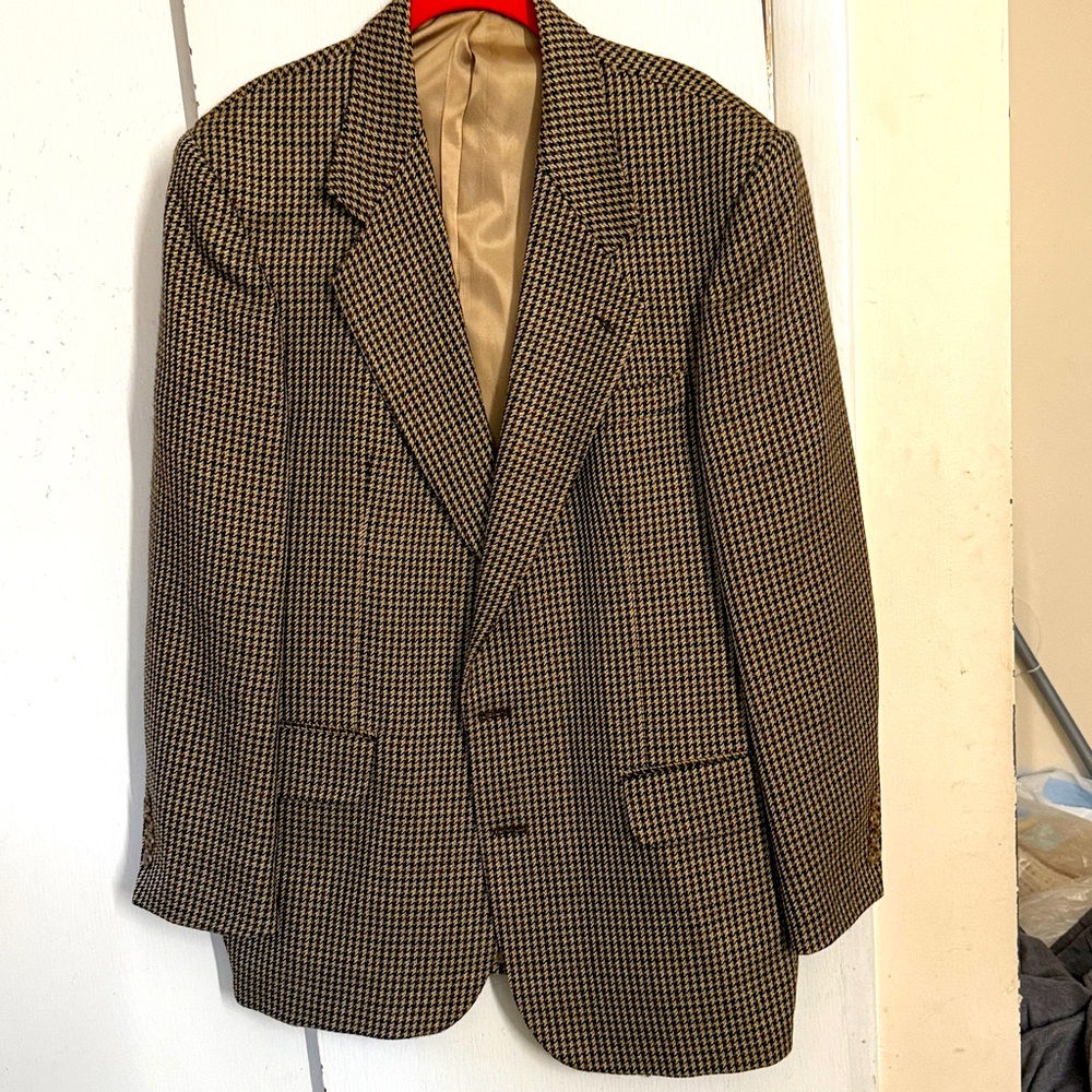 Oscar de la Renta 100% Wool Houndstooth Sport Coat Size 42R